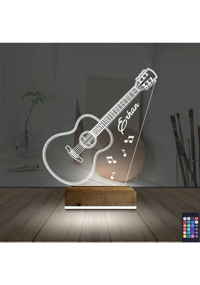 Luvivia Klasik Gitar Müzik Kişiye Özel 3d Lamba - Masa Gece Lambası Şeffaf