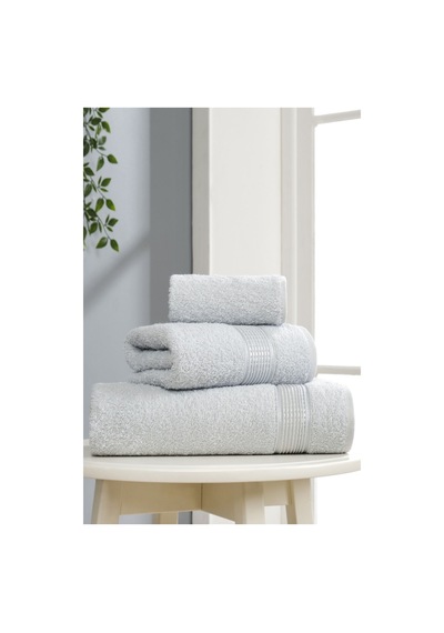 Clara Model 3'lü Banyo Havlu Seti Gri
