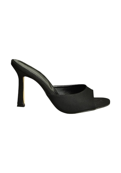 Fox Shoes U997062804 Siyah Kumaş İnce Topuklu Kadın Terlik Siyah