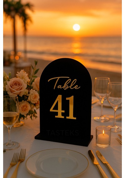 Gold Pleksi Kadife Kaplamalı Mdf Masa Numaralığı 5 Li Set Düğün/nişan/restoran/otel Çok Renkli