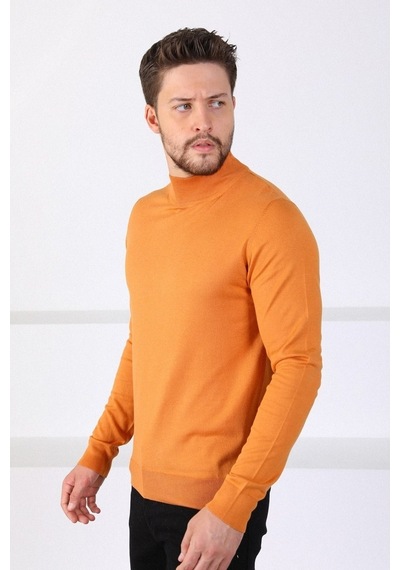 Ferraro Orange Yarım Balıkçı Yaka Erkek Triko Kazak Turuncu