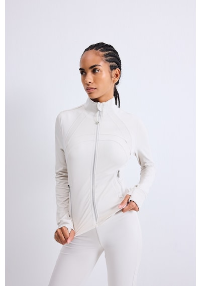 Defacto Slim Fit Dik Yaka Fermuarlı Dikiş Detaylı Spor Basic Hırka H5211ax26aubg721 Bej-bg721