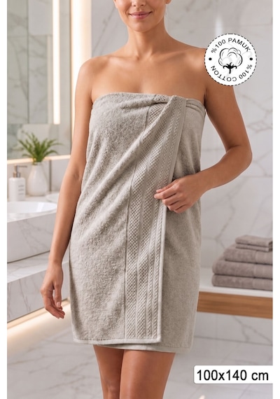 %100 Pamuk Softure Banyo Havlusu Yüksek Emici Yumuşak Dokulu Premium Havlu 100x140 Cm - Vizon