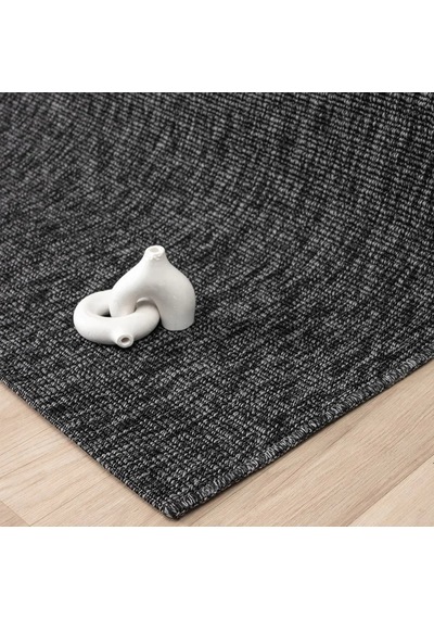 Düz Antrasit Siyah Jüt Görünümlü Modern Halı - L663anbo
