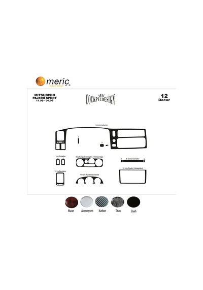 Meriç® Mitsubishi Pajero Sport Ön Torpido Kaplama 12 P. 1998-2002 (530156868)