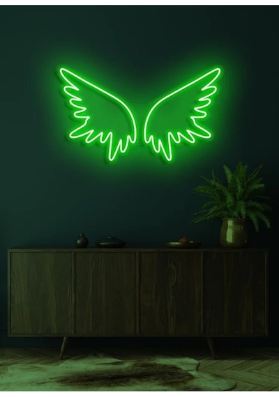 Kanat Figürlü Neon Tabela Yeşil