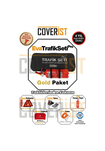 Eva Trafik Seti Plus - 1 Kg Yangın Tüpü - 4 Yıllık - Siyah - Gold Paket