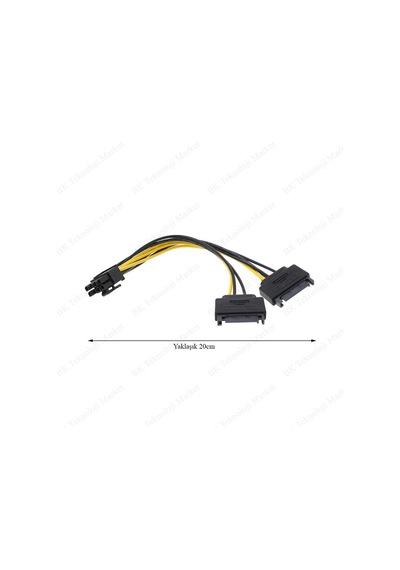 Pci-E Ekran Kartı Güç Kablosu 2 X 15Pin Sata Erkek To 8Pin6+2