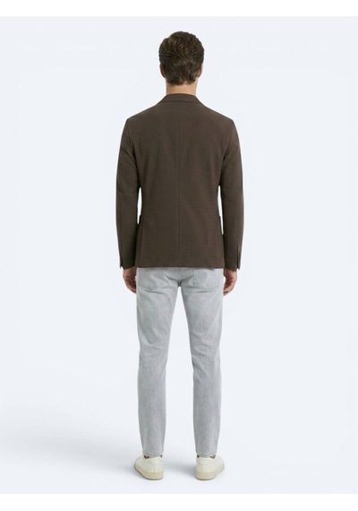 Kip Kahverengi Çizgili Comfort Fit Ceket
