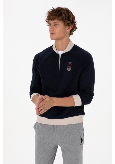 U.S. Polo Assn. Erkek Yarım Fermuarlı Comfort Fit Lacivert Basic Sweatshirt 50316303-VR033