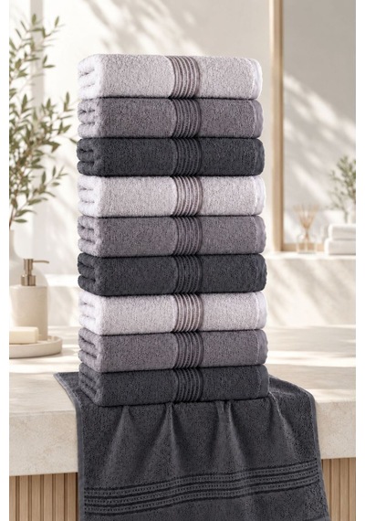 Alia Soft 50x90 Cm 10'lu El Ve Yüz Havlu Set Gri