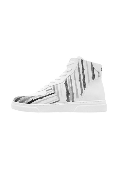 Kadın Vegan Deri Beyaz High Sneakers - You're The Colour Of My Life Tasarım Çok Renkli