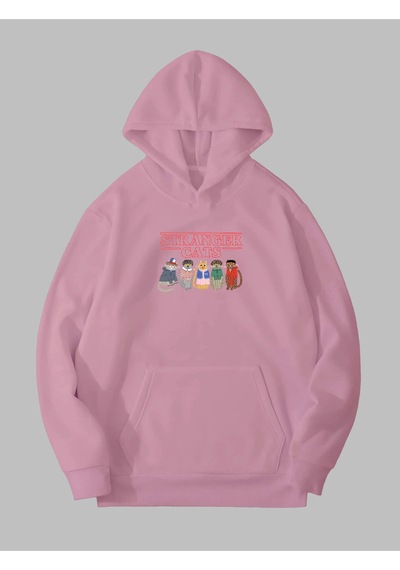 Harmandar Üç İplik Stranger Cats Baskılı Unisex Pembe Kanguru Cepli Kapüşonlu Sweatshirt Hoodie Strangercatspembesweat Harmandar Üç İplik Stranger Cats Baskılı Unisex Pembe Kanguru Cepli Kapüşonlu Sweatshirt Hoodie Strangercatspembesweat