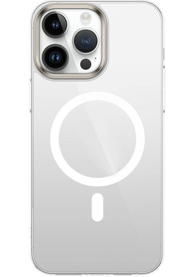 Apple Uyumlu iPhone 15 Pro Max Zore Wireless Şarj Özellikli Şeffaf G glass Kılıf gümüş Gümüş