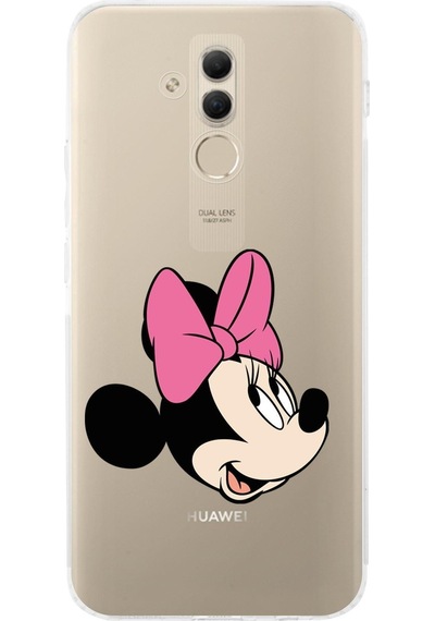 Huawei Mate 20 Lite Kamera Korumalı Kapak Minnie Mouse Tasarımlı Şeffaf Kılıf Şeffaf