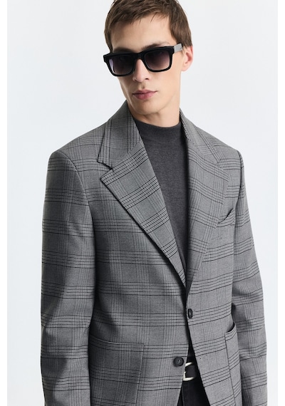 Antioch Ekose Relax Fit Blazer Ceket Gri