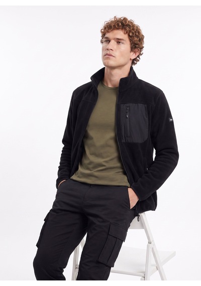 Jeep Siyah Erkek Dik Relaxed Düz Polar Sweatshırt J4wm-swt4444