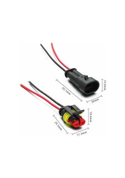 2 Pin Kablolu Su Geçirmez Konnektör Çift Ip65 200mm Kilitli Erkek Dişi Kolay Bağlantı Soketi