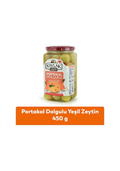 Portakal Dolgulu Yeşil Zeytin 450 Gr Cam Kavanoz