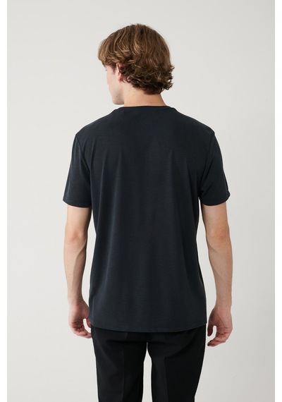 Avva Erkek Antrasit Soft Touch Bisiklet Yaka Regular Fit T-shirt B001031 Antrasit