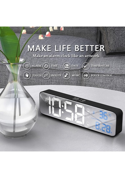Valkyrie Led Aynalı Dereceli 2400Mah Dijital Duvar Masa Saati