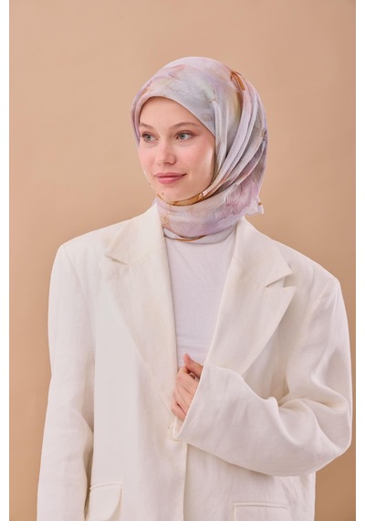 Silk Home Olinda İpek Eşarp 47004-02 Gri, Taba, Lila, Yeşil