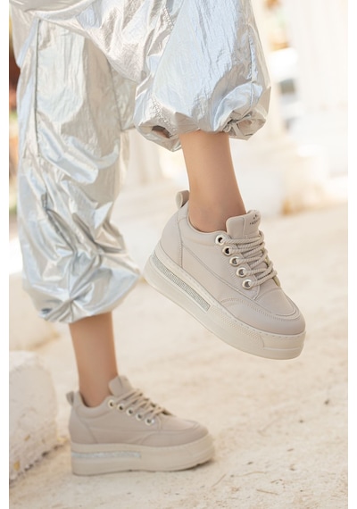 Granes Kadın Bej Gizli Topuk Sneaker Bej