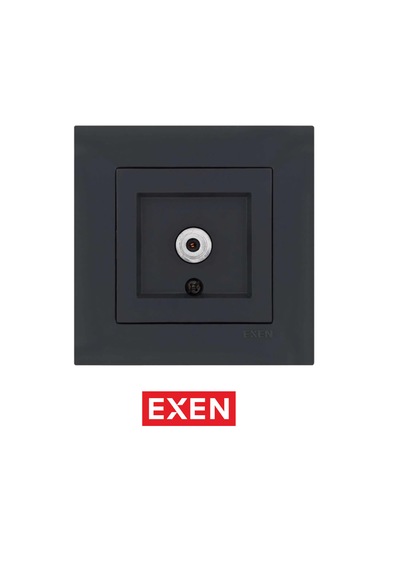 Exen Füme Uydu Prizi Ekranlı F Konnektör Mekanizma Çerçeve Çerçeve