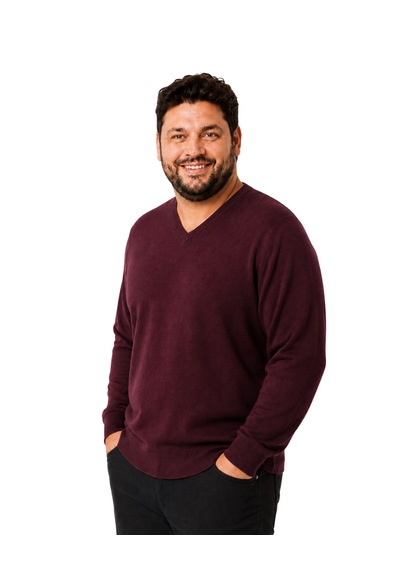 Battalmoda Erkek Büyük Beden Bordo V Yaka Pamuklu Kazak 3xl-4xl-5xl-6xl