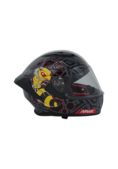 Arwic Çocuk Fullface Motosiklet Kaskı Ar931 Bee Güneş Vizörlü Ece-r 22.06 Siyah
