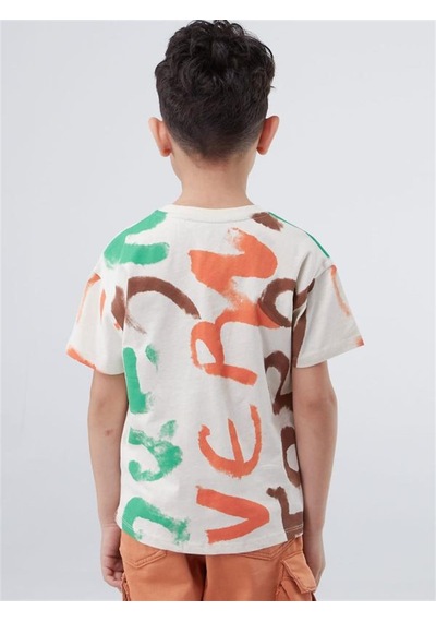 Escabel Erkek Çocuk Pamuklu Batik Desenli Yarım Kol Tshirt-12831-bej Bej