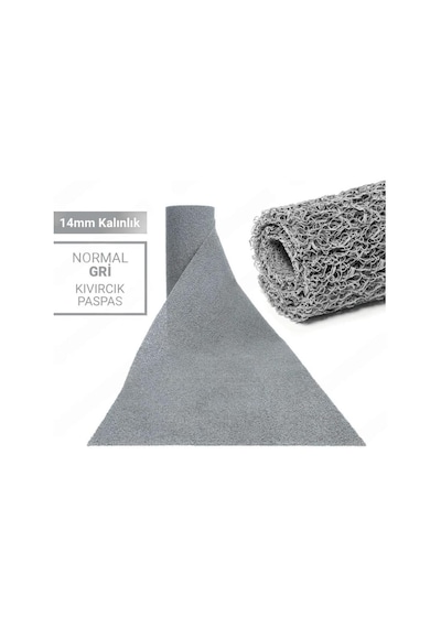 120x250cm Gri Kıvırcık Paspas-halı Kaymaz Yolluk Lidya 14mm Gri