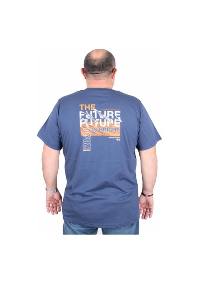 Moc Grande Mocgrande Erkek Büyük Beden Sıfır Yaka Tişört The Future 25138 Indıgo İndigo