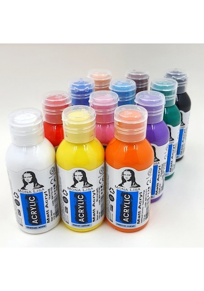 Monalisa 110 Ml Ana Renkler 12li Akrilik Boya Seti Çok Renkli