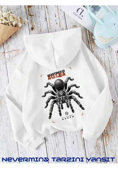 Nevermind Unisex Kadın Erkek Agenda Baskılı Özel Tasarım Baskılı Kapşonlu S Beyaz