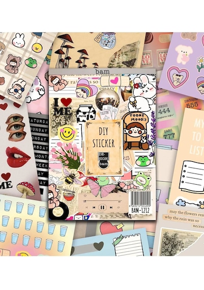 Vintage My Dıy Sticker Book 24 17 Cm 16 Sayfa Özel Tasarım Rengarenk Sticker Kitabı