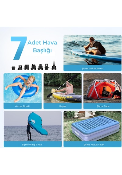 D18 Pro Kablosuz Şarjlı Sup Pompası Küçük Ve Taşınabilir Tek Şarjla 3 Sup Şişirme Led Ekranlı