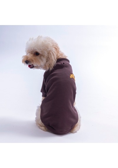 Kahverengi Croissant Vienna Rib Sweat Esnek Kedi Köpek Sweat- Kedi Köpek Kıyafeti