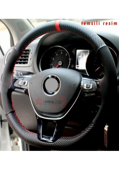 Opel Corsa C Uyumlu 2000-2006 Dikmeli Direksiyon Kılıfı Carbon Desenli Alkantra Serisi