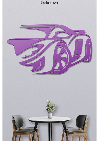 Spor Araba Silüeti Metal Duvar Tablosu - Metal Duvar Sanatı - Mor - 55 X 75 Cm