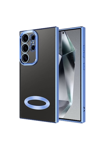 Fibaks Galaxy S24 Ultra Uyumlu Kılıf Kamera Lens Korumalı Şeffaf Renkli Logo Gösteren Parlak Kapak Sierra