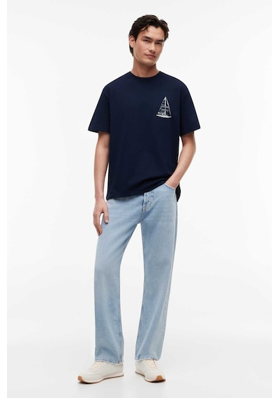 Tommy Hilfiger Tjm Rlx Saılboat Ss Tee Erkek Mavi T-shirt - Dm0dm23184