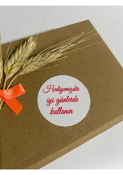 Hediyemizdir İyi Günlerde Kullanın Kırmızı Yazılı Yuvarlak Yapışkanlı Etiket 4x4 Cm 120 Adet