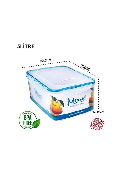 Moon Star Hava Sızdırmaz Contalı 4kilitli Saklama Kabı 5litre Ml-172 Diğer