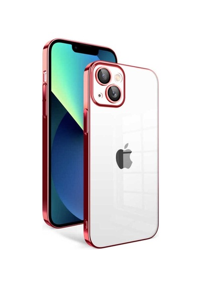 Apple Uyumlu iPhone 13 Kılıf Kamera Korumalı Renkli Çerçeveli Zore Garaj Kapak Kırmızı