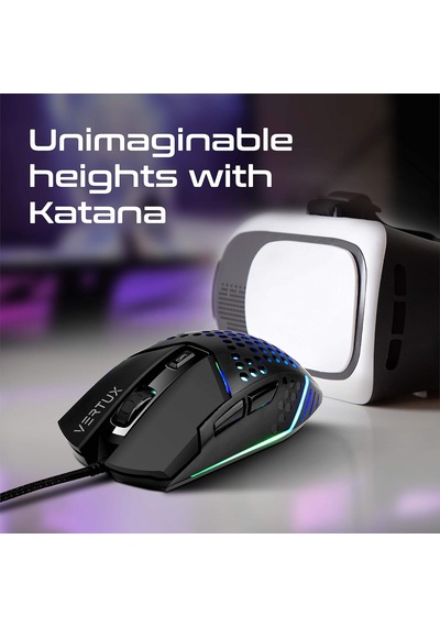 Vertux Katana, 6 Tuşlu Altıgen Kabuk, Kablolu Rgb Oyun Faresi