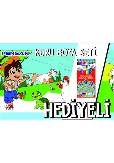 30x120 Boyama Rulosu Yaman Çiftlik Hayatı + Pensan 12'li Kuru Boya Kalemi