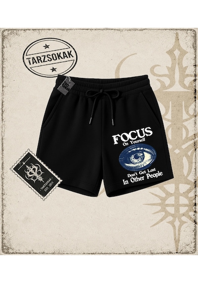 Tarzsokak Gotik & Grunge Streetwear Focus On Yourself Unisex Şort Siyah