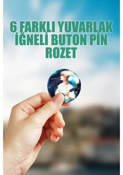 Given Çanta Süsü Rozet İğneli Buton Rozet Seti 6 Adet Çok Renkli