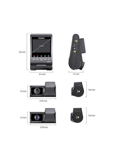 Viofo A329T 3 Kameralı Ön+Telefoto+Arka 4K+2K+2K Wi-Fi 6 HDR Sony STARVIS 2 Sensör GPS'li SSD Destekli Araç Kamerası